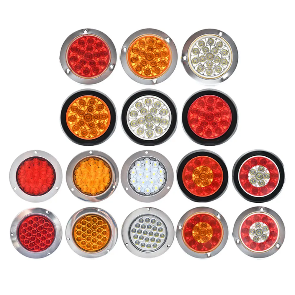12v 24v Car Led Turn Signal Light Round Rear Brake Lamps 16leds 24smd