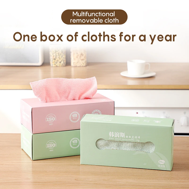 Scouring Pad Reusable Household Lazy Rag Box Absorbs Water and Removes Oil Thickened Kitchen Towel Microfiber Cleaning Cloths