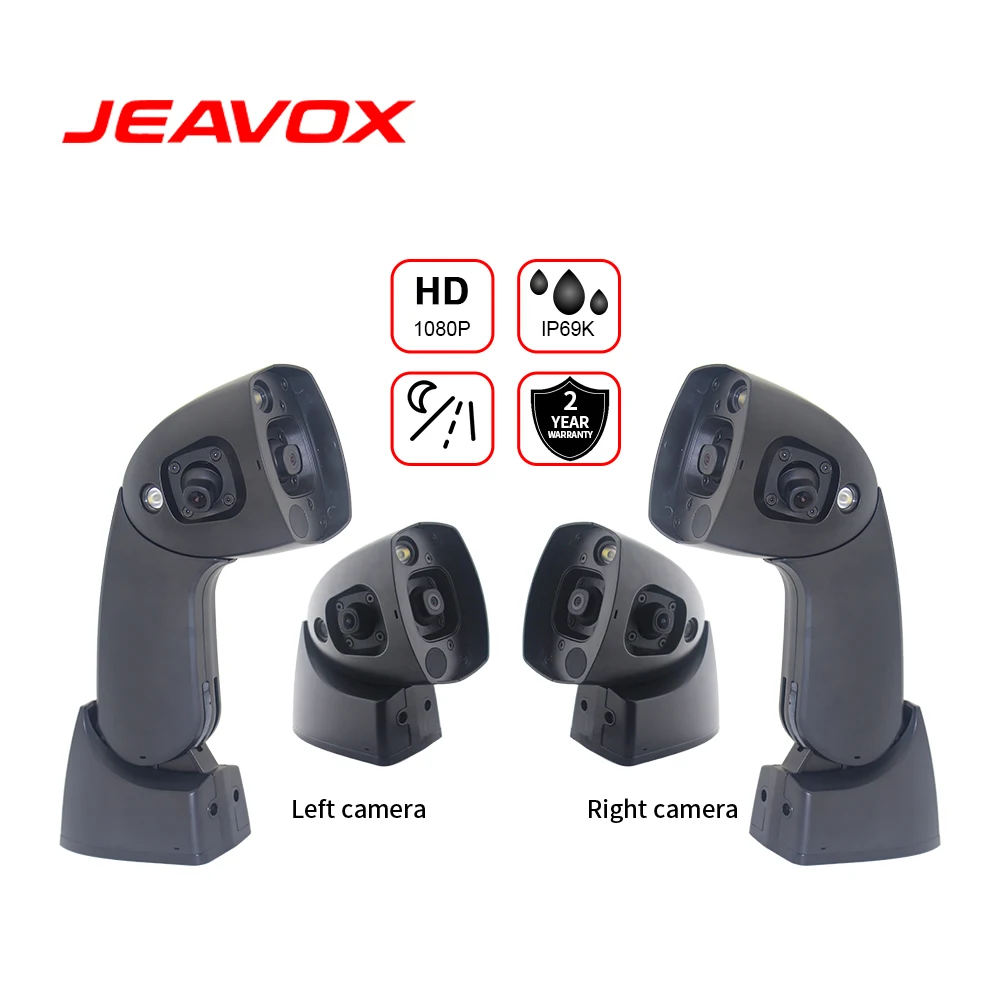 JEAVOX AHD Side View Camera Standalone Dual Lens 1080P Short Arm Camera Image Distortion Correction Suitable for Bus Truck