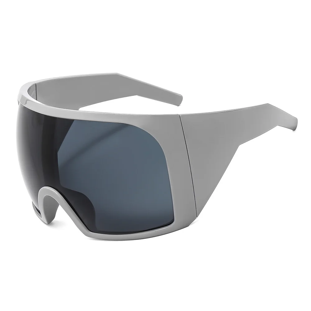 UNOC Sports Sunglasses for Bike Riding Windproof Big Frame Shield Visor Oversized One Piece Red Gray Lens Purple Pink Frame PC
