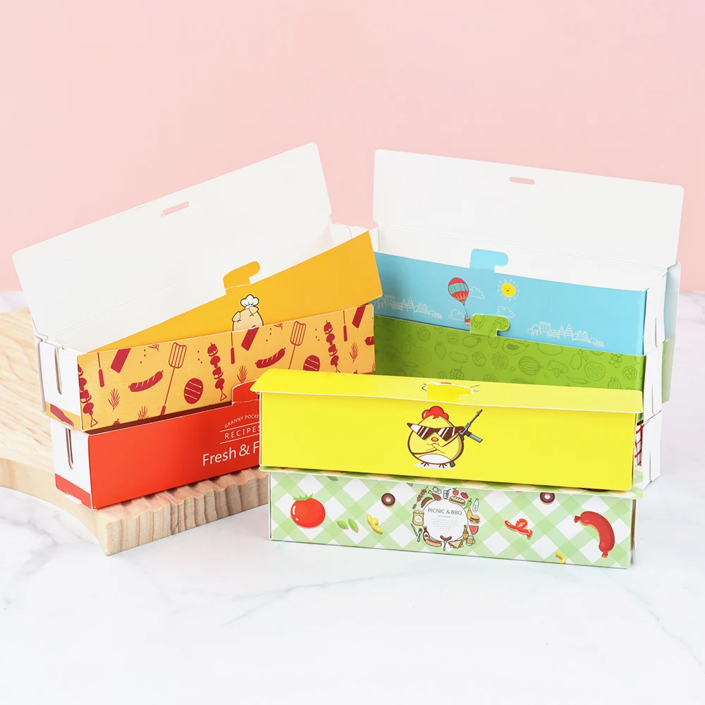 Take Out Hot Dog Sushi Box Clear Lid Hot Dog Box Paper Tray Kraft Food Packaging