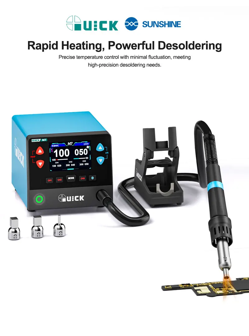 QUICK M7 1000W Smart Hot Air Desoldering Station Intelligent Digital Rework Station for Phone Motherboard BGA SMD PCB Repair