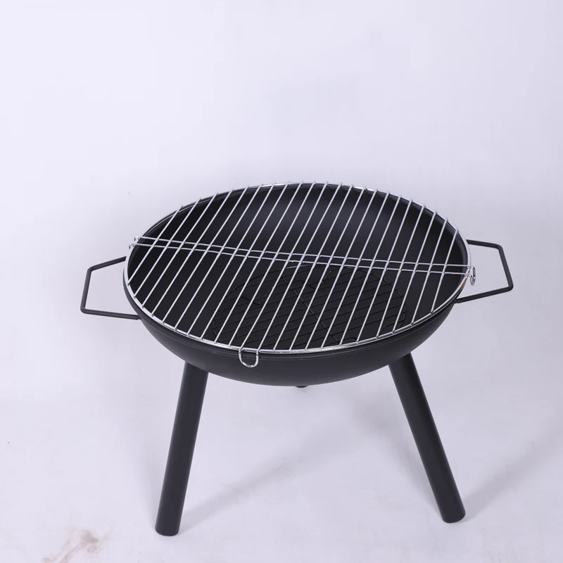 product round black camping outdoor firepit barbecue stove steel portable mini wood burning fire pit charcoal bbq grill-3