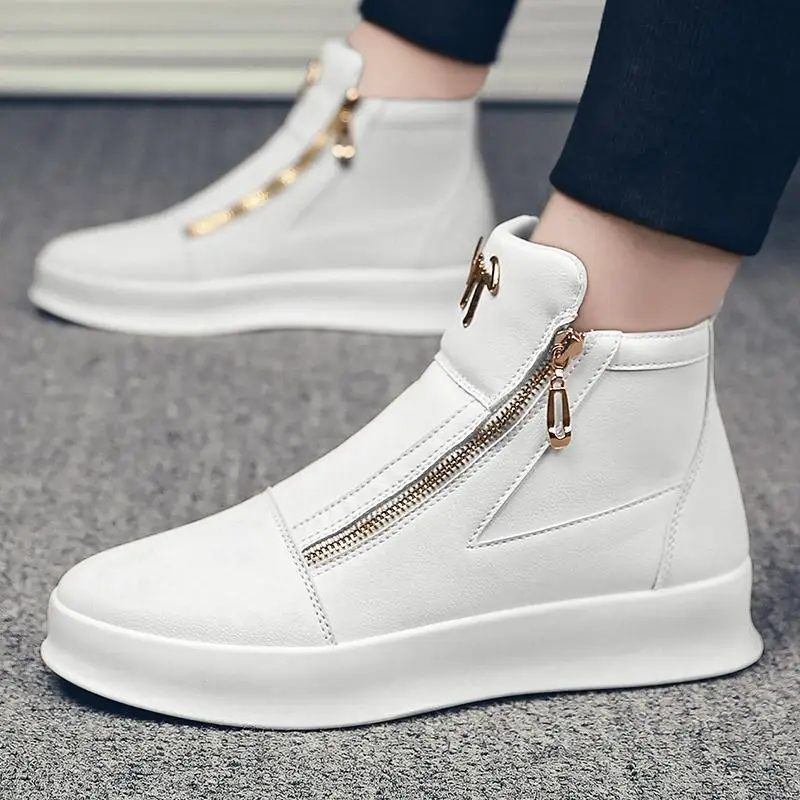 Sh12598a High Top White Boots Men Botines Coreanos Hombres Negros ...