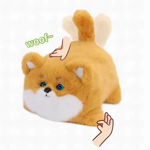 EPT Wholesale Electric Barking Dog Plush Toys Children's Blinking Corgi Dog Plush Fun Soft Pet Dog Animal Toys