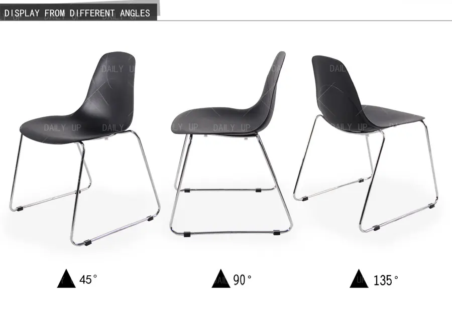 Stackable Household Chair With Sled Metal Frame Kitchen Dining Chair With Ergonomic Backrest For Living Room Bedroom Leisure