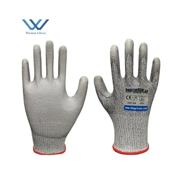High Quality Cut Resistant Level 5 PU Coated Gloves Safety Garden Anti Cut Working Gloves Custom logo Palm with Pu Coated