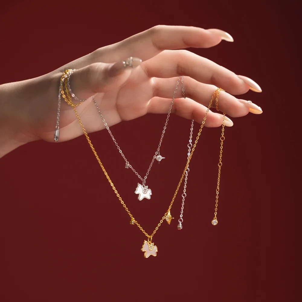 KAKODIY Fashion Design Exquisite Pendant 925 Sterling Silver Chain 5A Cubic Zirconia Shell Unicorn Star Pendant Necklace Jewelry detail 1