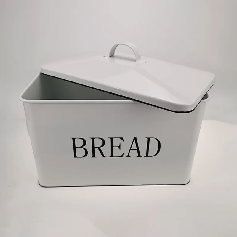 Metal Bread Box with Side Handles,Large Capacity Farmhouse Bread Bin for Kitchen Countertop,Bread Storage Container with Lid