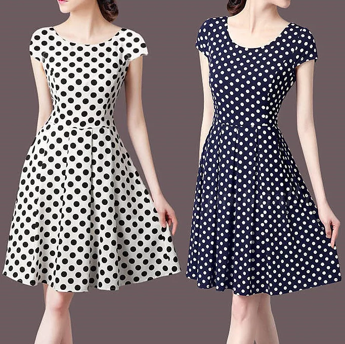2021 Fashion Dresses Ladies Elegant Polka Dot Design A-line Casual Woman  Dress - Buy Woman Dress,Casual Dress,Polka Dot Dress Product on Alibaba.com