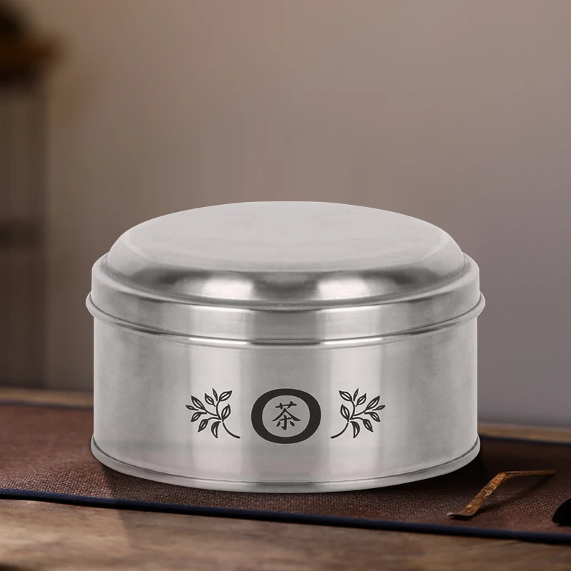 Tabletop Metal Tea Can with Lid Sealing Storage Box New Style Simple Stainless Steel Tea Canister