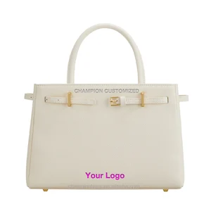 Custom Logo Fashion Pebble Leather Top Handle Satchel City Office Hand Bag Women Handbag Purse With Belt Deco