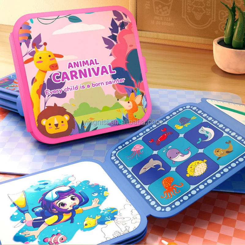 Magic Water Book Reusable Water-Reveal Wow Magic Water Painting Color Coloring Books for Toddlers Kids Wow