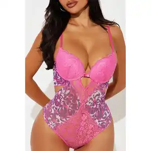 Under Lulu Custom Thin High Quality Pink Leopard Print Body-Shaping Underwear Sexy Hollow Design European-American Genre Shapers
