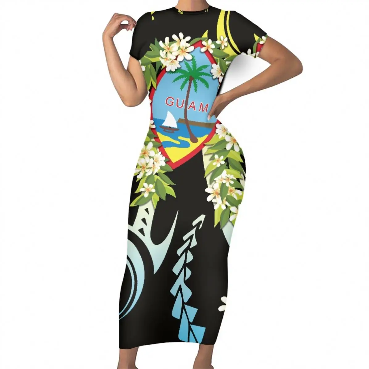 Custom Womens Summer Dress Guam Polynesia Print Casual Dresses Women Ti  Leaf Lei Quality Evening Dresses Women Lady Elegant