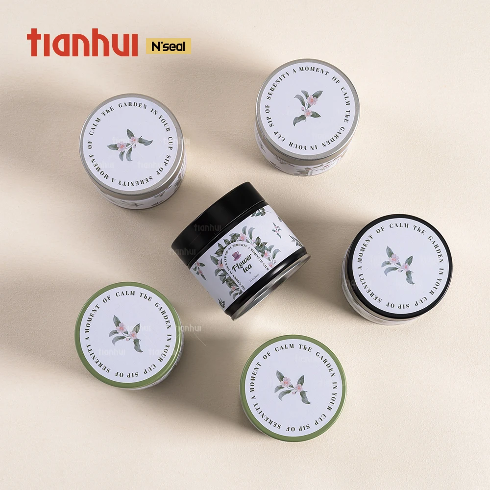 Hộp thiếc tùy chỉnh hình hoa Tianhui, hộp đựng trà kín khí dùng cho gia đình và cửa hàng trà