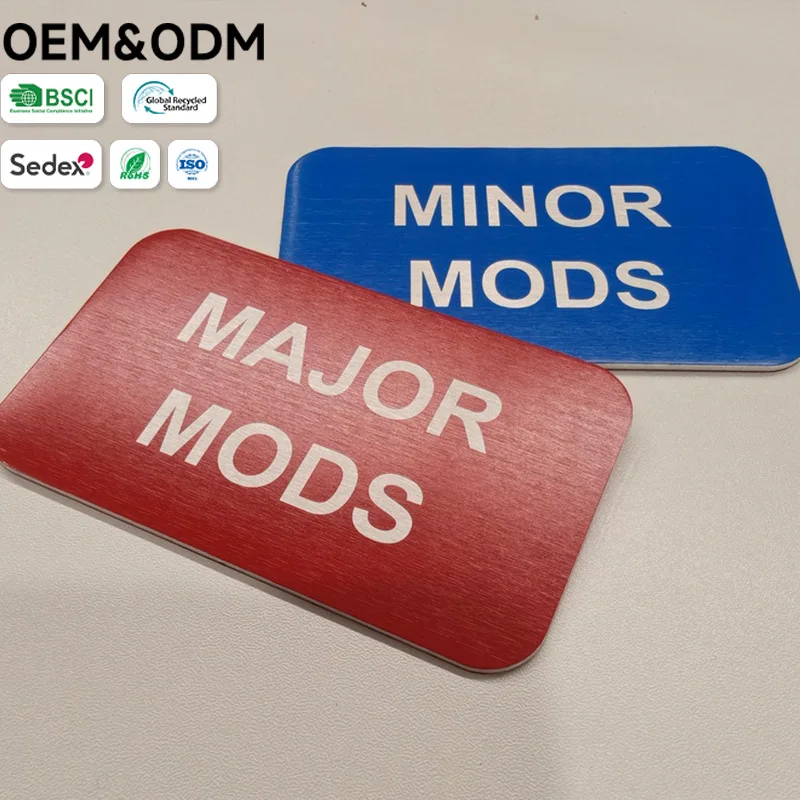 Premium Custom Brushed Metal Nameplates  Red Blue Aluminum Signs with