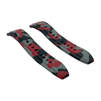 Customized Waterproof Breathable Smart Watch Band 20mm 22mm Camouflage Silicone Rubber Strap