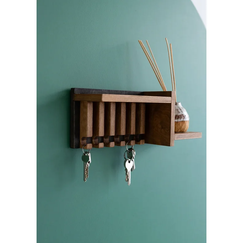 Modern Entryway Mail Key Organizer Solid Wood Key Holder for Wall Entryway Organizer for Home Decor Wooden Key Holder