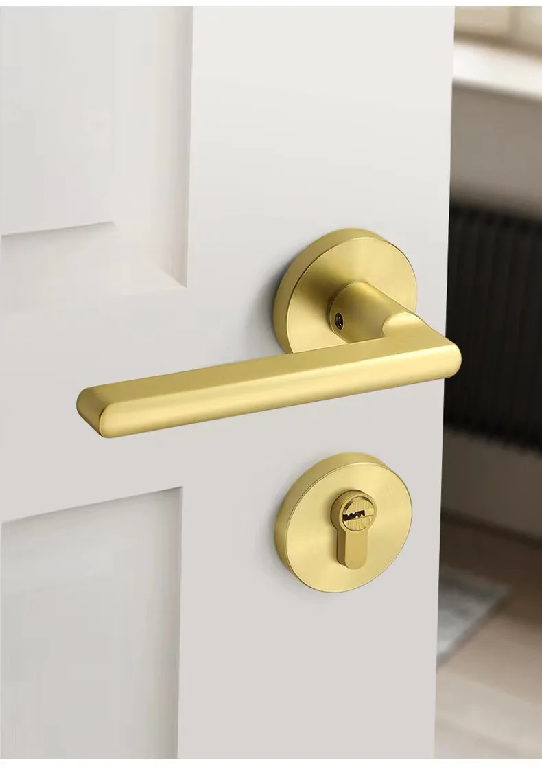 Modern Minimalist Golden Luxury Door Handle Silent Bedroom Door Lock 