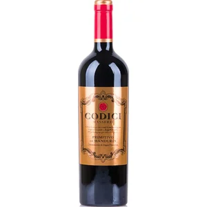 Italian Red Wine Primitivo Manduria Doc 750Ml Perfect With Meat Stews And BBQ 6 Bottles For Box