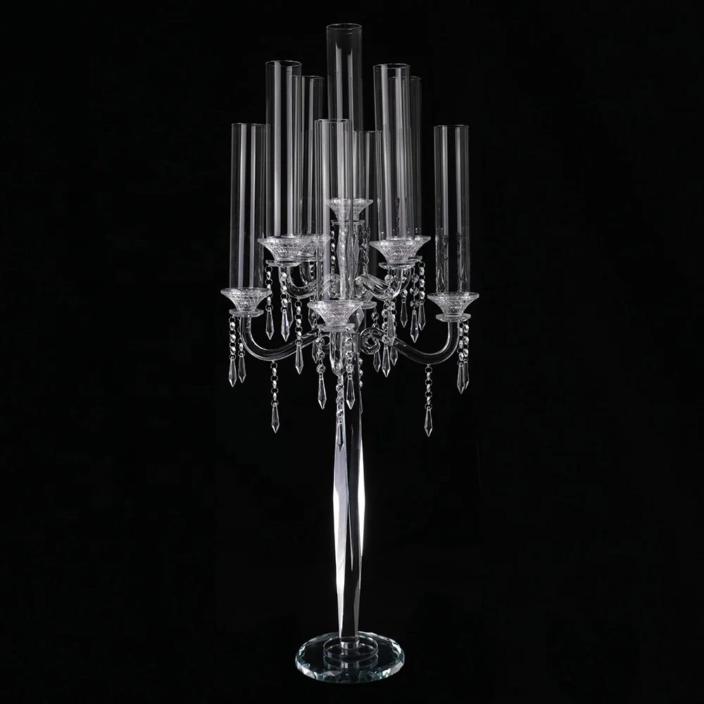 MH-Z154 стеклянный канделябр 9 рук хрустальный свадебное украшение