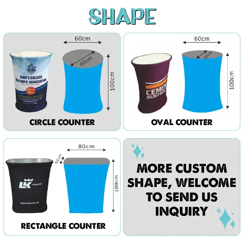 Custom Portable Pop up Trade Show Display Podium with LED Light Tension Fabric Aluminum Frame Carrying Bag