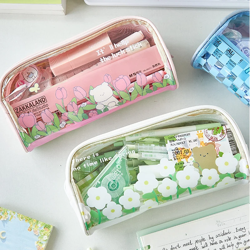 Transparent PVC Pencil Box for Kids Custom Clear Cute Plastic School Pencil Case