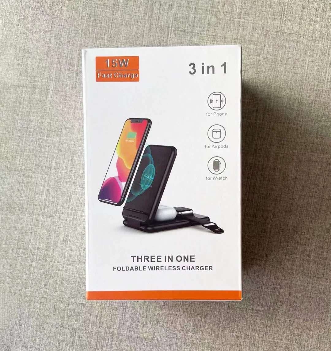 
Беспроводная зарядная станция 3 в 1, складная док-станция для быстрой зарядки для iPhone 12 Mini Max Pro, 15 Вт, сертификат Qi 