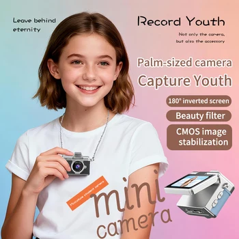 LK-027 Mini Pendant Camera Student Campus Retro CCD Portable Thumb Camera Travel Flip Screen HD 1280x720 1.47-inch IPS Screen TF detail image