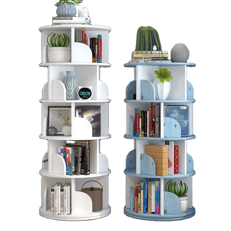 Wholesale Customized Rotation Wooden Book Shelf Home Use Kindergarten Book Shelf