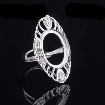 Hollow cut Semi mount rings set silver gold oval single stone ring base holder for men women 12x16 13x18mm