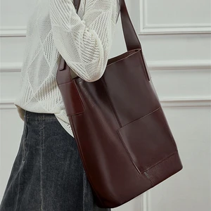 Cognac Brown Large Capacity Everyday Handbag Women Shoulder Bag Leather Big Tote Bag