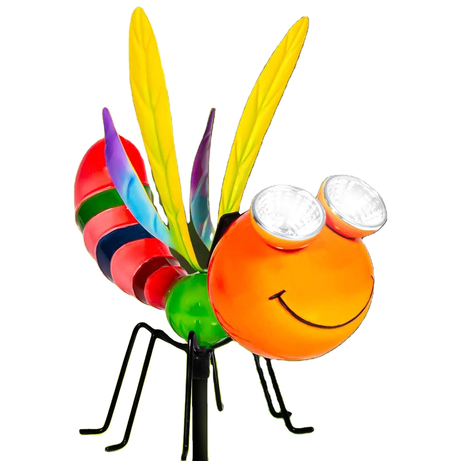 Personality Orange Solar Metal Dragonfly Stake Light