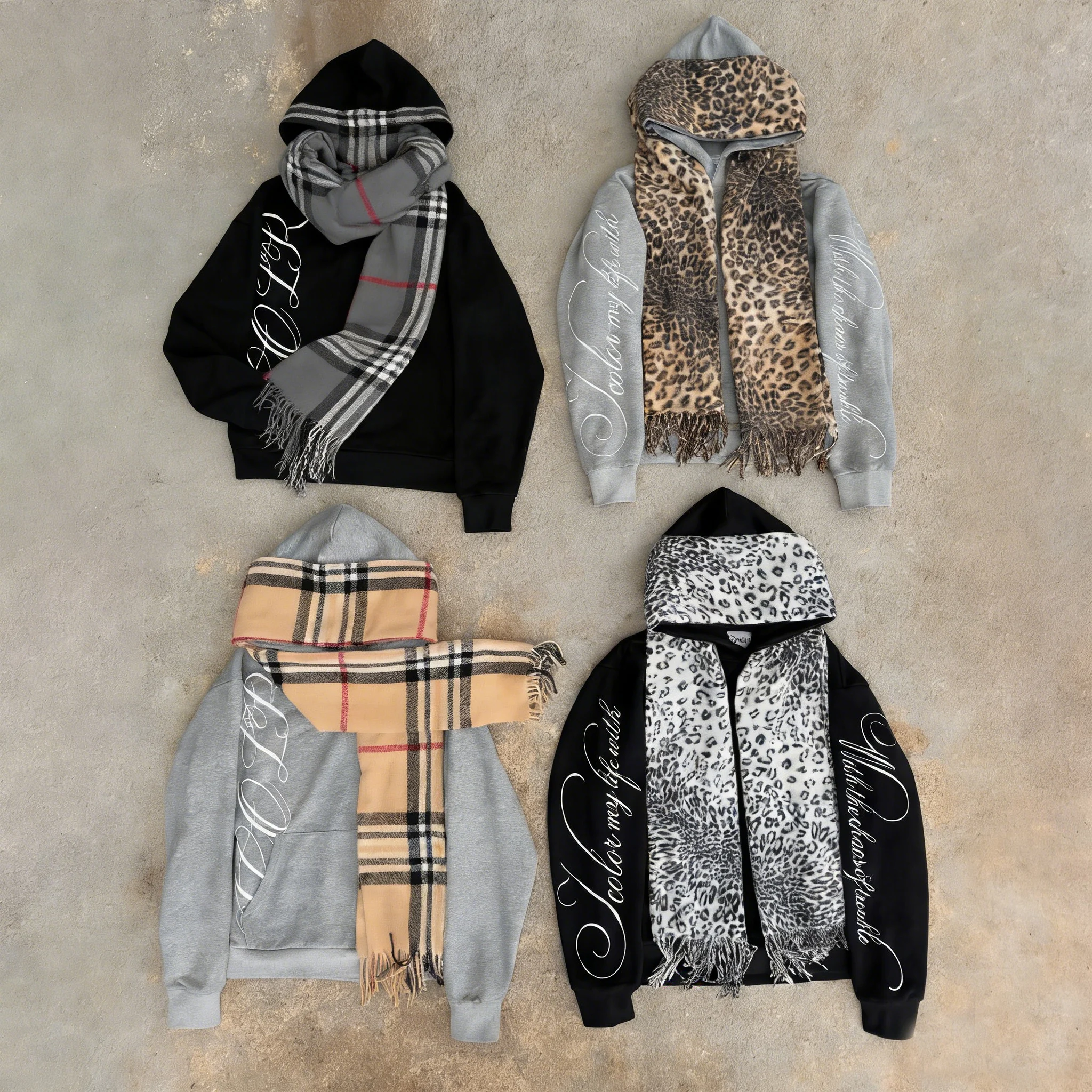 Custom Streetwear Leopard Print French Terry Turban Abaya Double Hooded Boxy Fit Crop Pullover Blank Men's Hoodie & Sweatshirt