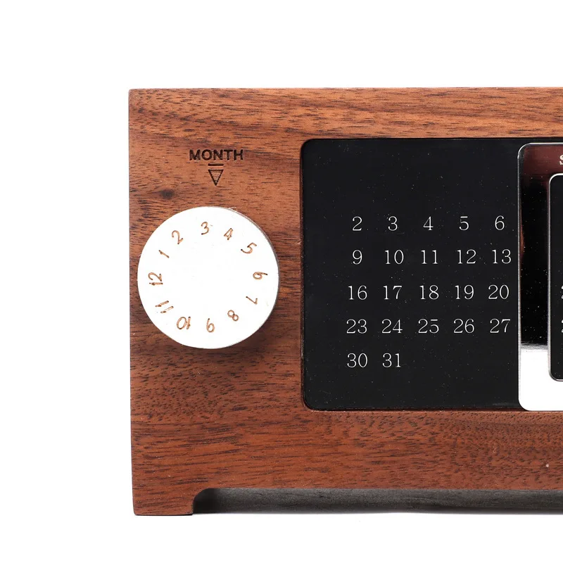 Multi-Function Calender 2 Compartment Dest Caddy Pen Storage Maple Pine Natural Wood Desktop Organizer Pen Holder