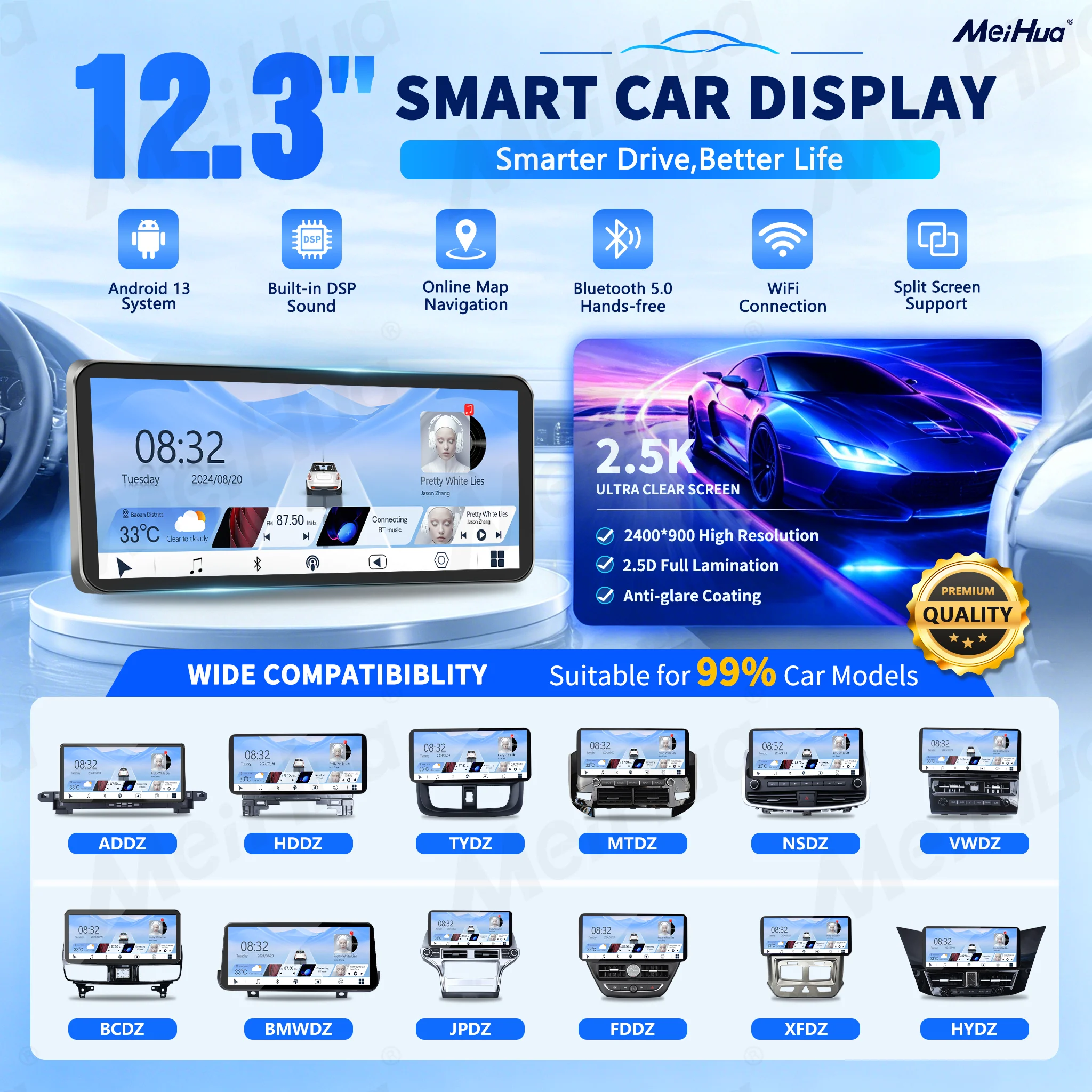 Meihua 12.3inch Portable Car Audio Dashboard Panel for Lexus RX300-350 2004-2007 Capacitive Touch Screen Android OS Built-in