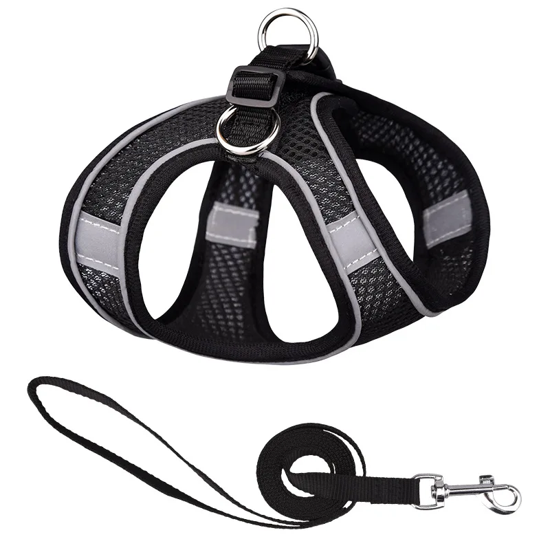 Custom Personalized Luxury Soft Breathable Mesh Pet Dog Harness and Leash Set details