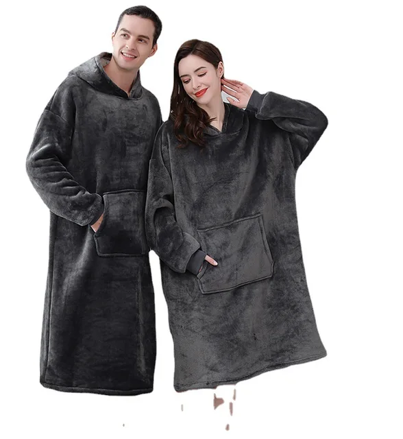 Wholesale Custom hoodie Winter Warm Tv Fleeced Hooded Blanket Hoodie Sherpa Fleece