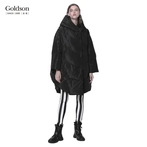 Luxurious Long Winter Coat for Women Waterproof Polyester Lining Woven Fabric Button Office Parka Hooded Collar Winter Filled