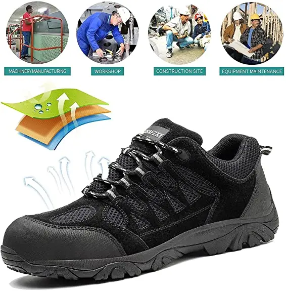 Высококачественная металлическая дышащая мужская обувь с водонепроницаемым проколотым устойчивым к ударам композитным носком