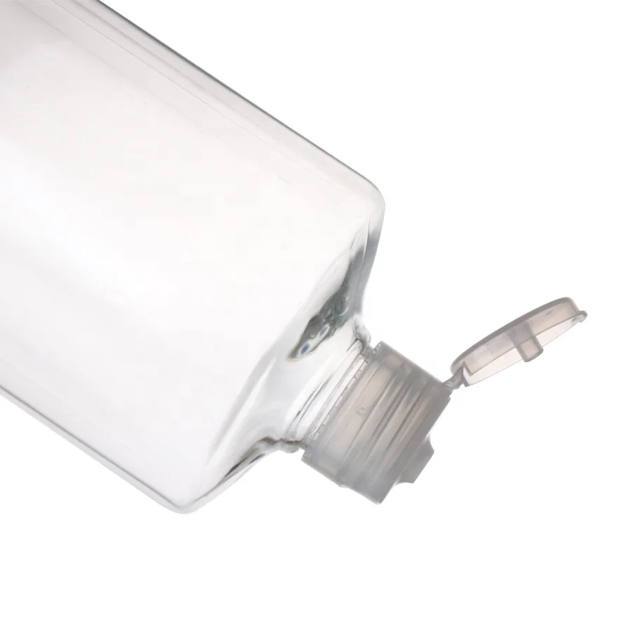 In Stock Flip Cap 500ml PET Empty clear square Octagonal Squeeze Plastic Bottle