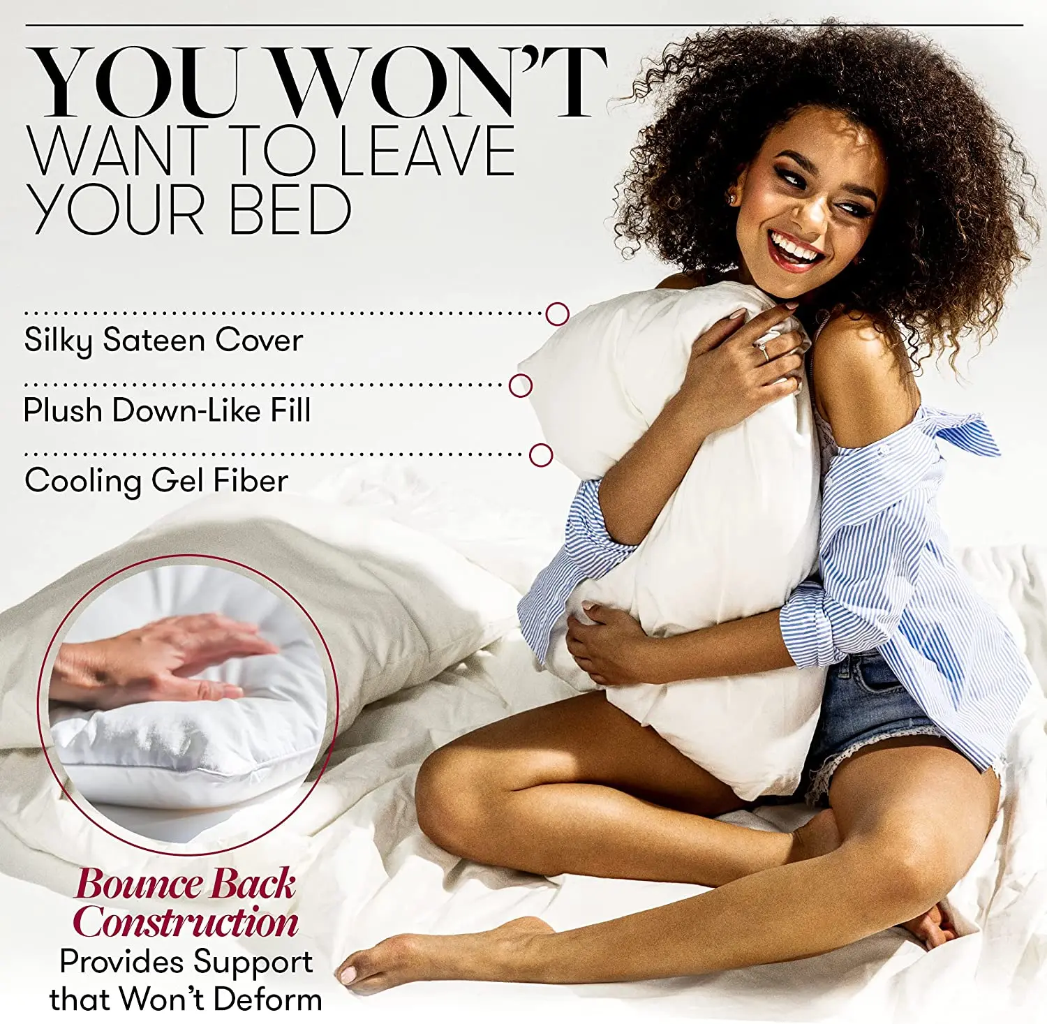 Hotel Collection Bed Pillows For Sleeping Set Of 2 Cooling,Luxury Gel