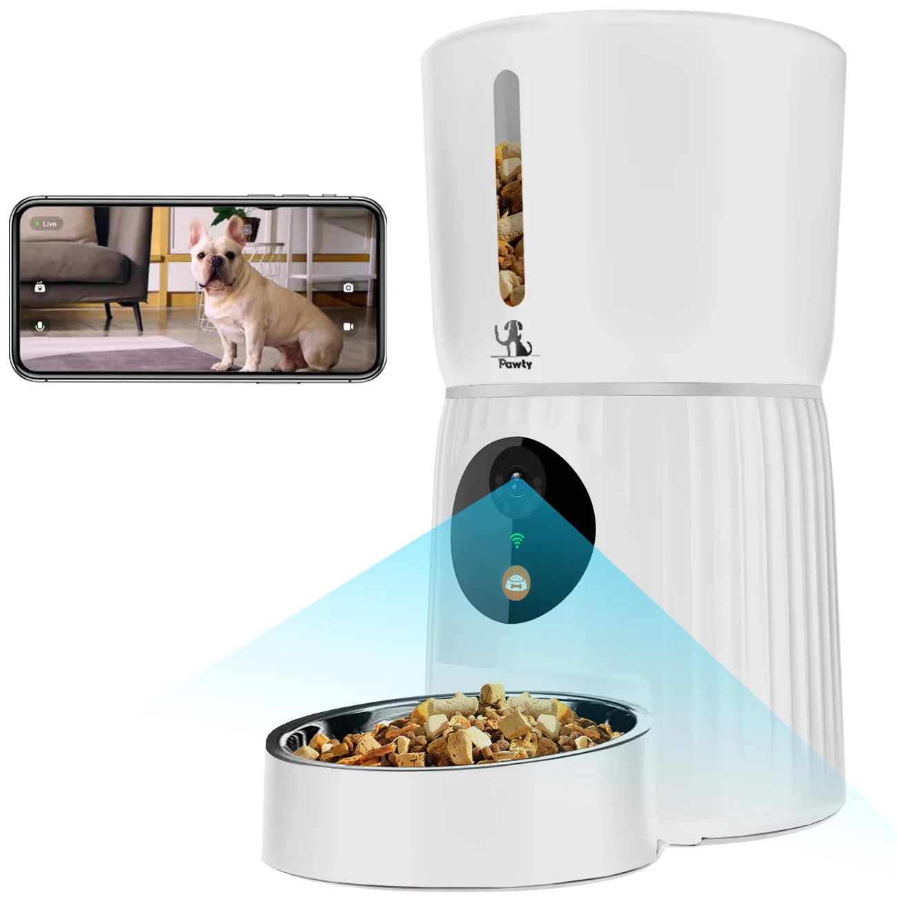 Empowering Solutions Smart Pet Feeder with Custom Logo and 6L Capacity, Wi-Fi, Mobile App Control, Microchip Recognition, and Automatic Feeding for Dogs and Cats