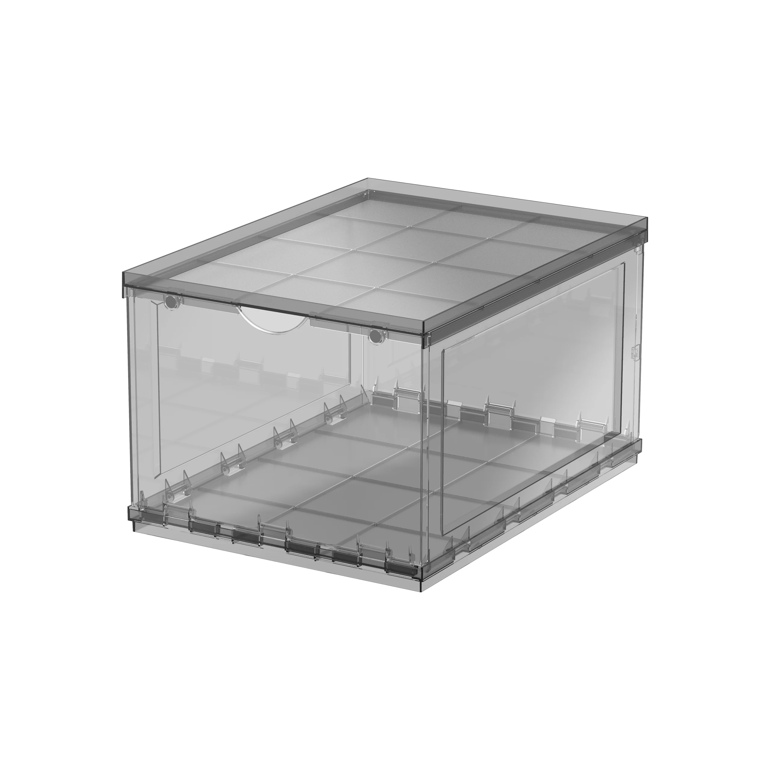 Stackable Box Folding Bin Multi-Functional Shoe Box Plastic Sneakers Recyclable Box Gold Heart Pattern