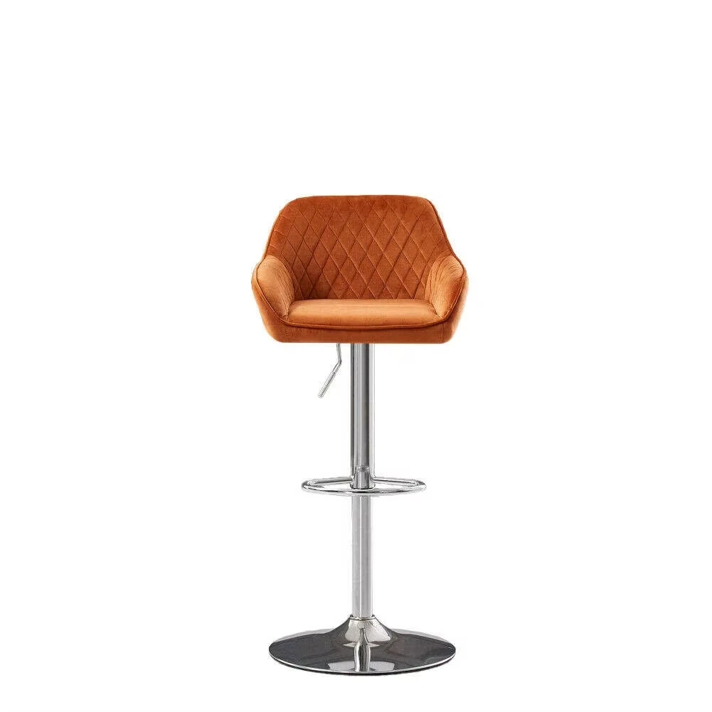 STA-02 Customized Color Bar Stools Adjustable Metal Velvet Backrest Luxury Kitchen Fabric Swivel Bar Chairs