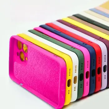 Candy Color Soft TPU Case for iPhone 16 14 15 Pro Plus 13 12 11 Pro Max 8 XR X XS SE 2022 Shockproof Silicone Phone Cover Fundas