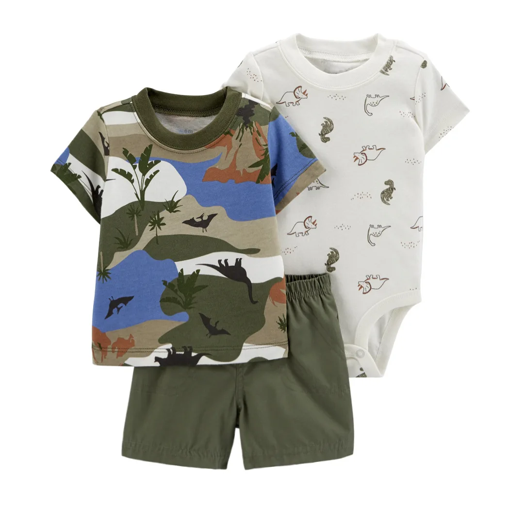 2022 Baby Bodysuit Jumpsuit Baby Boy Rompers Set 3pcs Clothes Summer ...