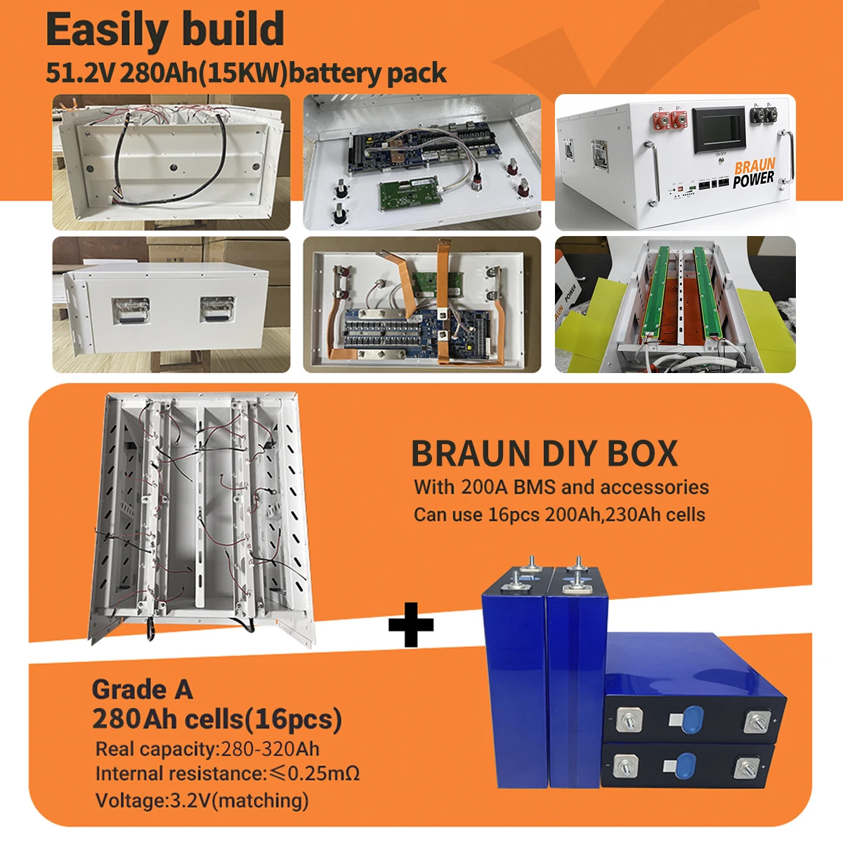 24V 8S Lifepo4 280ah 314Ah 320Ah DIY Battery Box with JK BMS Battery ...