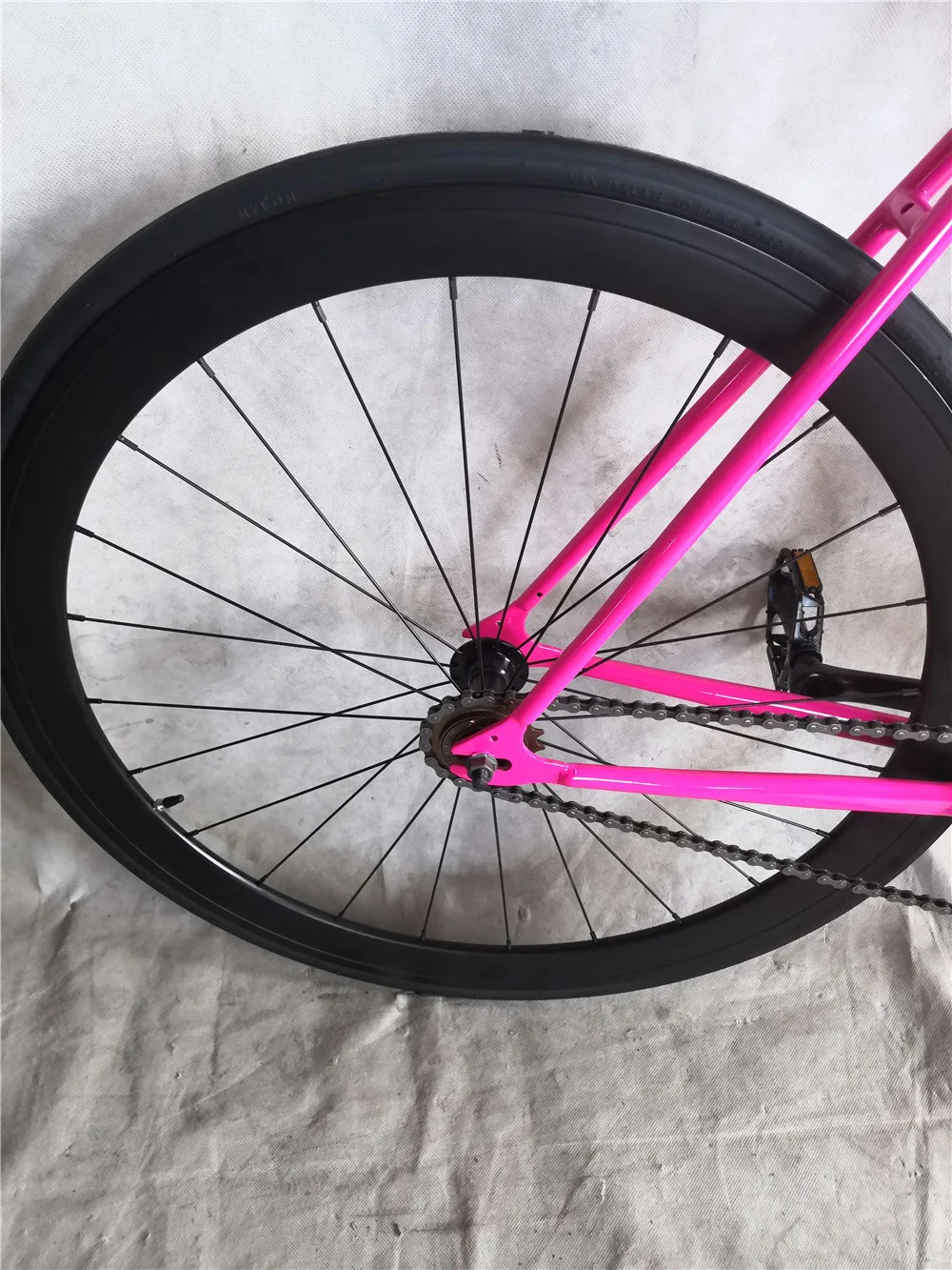 Adult Mens Steel Frame EF Pink Bicycle - Fixie Gear